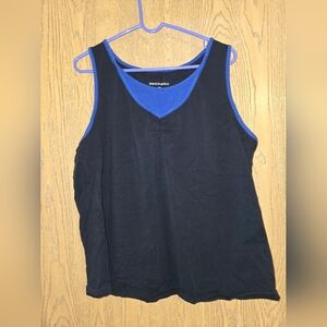 Fashion Bug Black Tank Top with Blue Trim